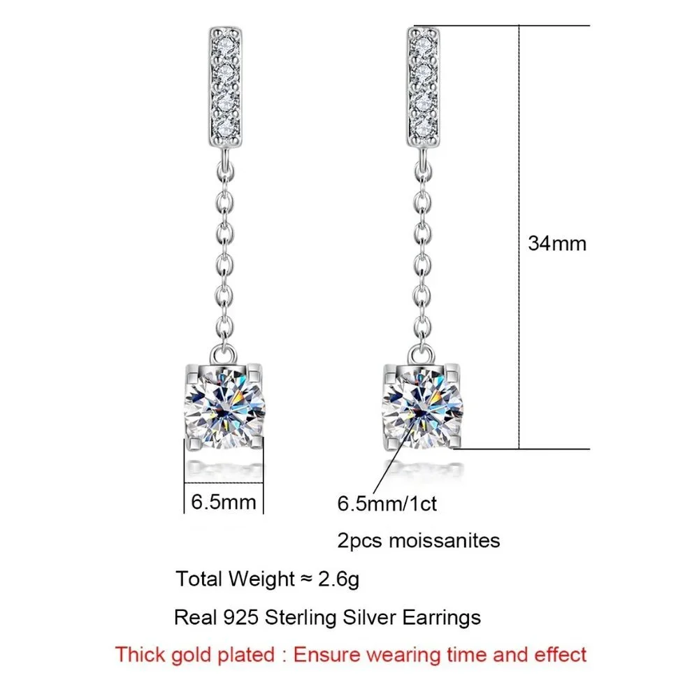 Certified 2ct. t.w. Moissanite Diamond Drop Earrings NEW A - Picture 6 of 13